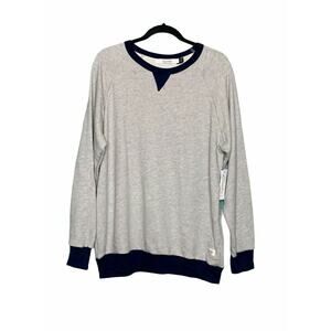 Kinetix Gray Long Sleeves Gray Blue Trim Sweatshirt Size Large